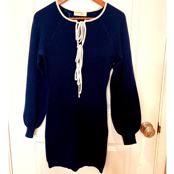 West Bridge Apparel Rare Prototype Knit Dress Navy Blue Lace-Up Front Size S/M - Picture 3 of 10